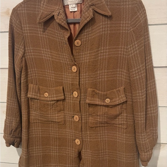 Oscar de la Renta Brown Plaid Blazer, button down in size 6 - Picture 3 of 16